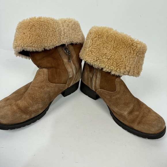 Ugg Chestnut Belleuve Suede Sheepskin Convertible Short & Tall Winter Boots - Picture 3 of 9